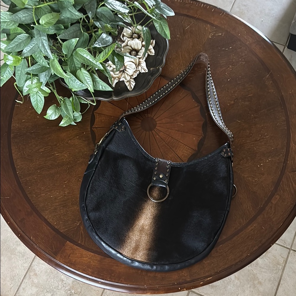 Hide and Leather Hobo Bag